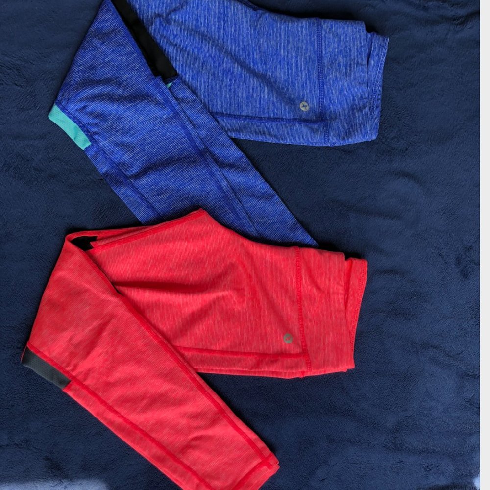 blue and pink leggings